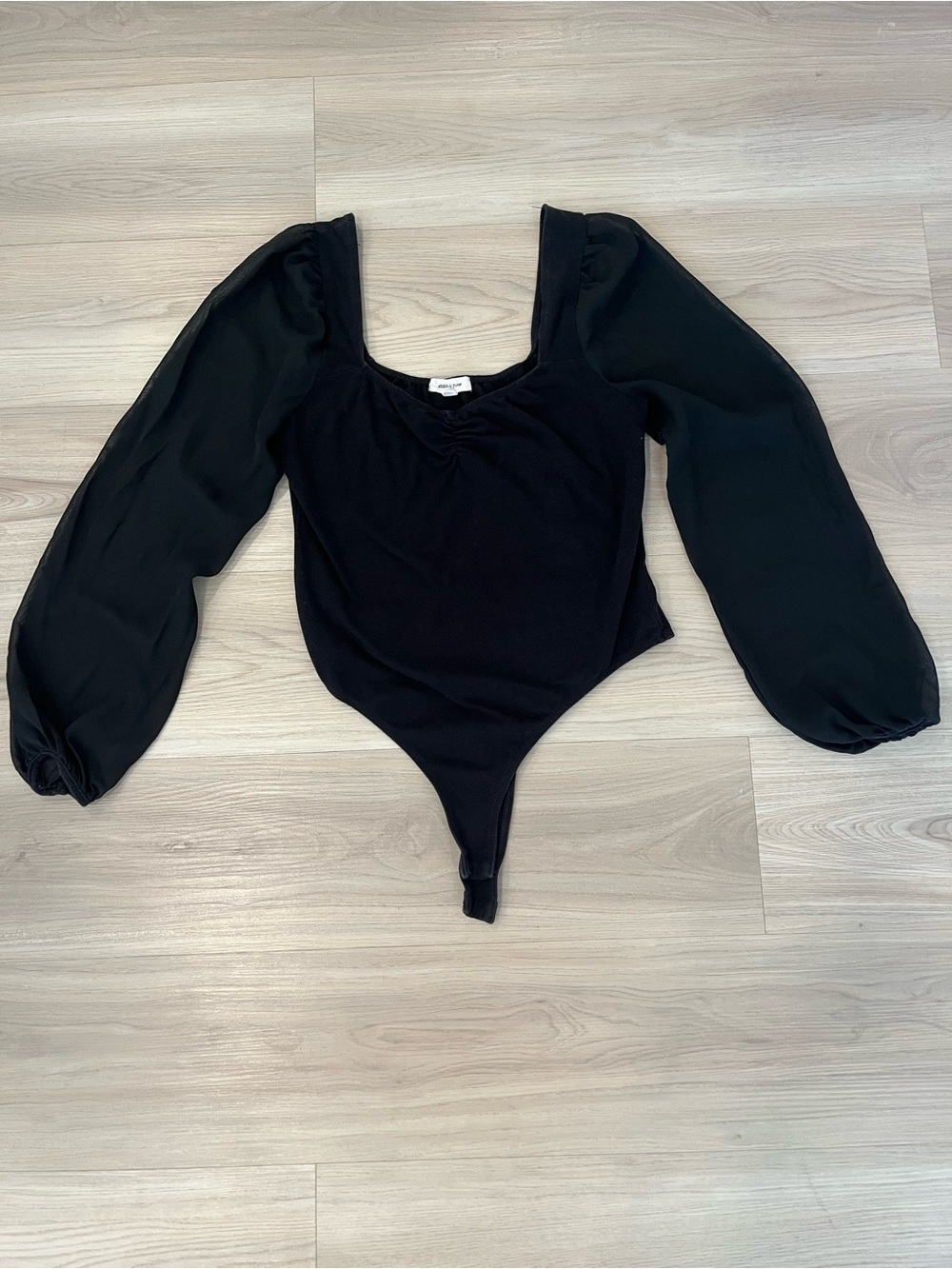 Black Puff-Sleeve Bodysuit - Women Tops
